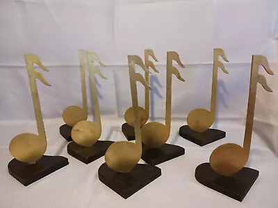 Hand Crafted Wood Musical Note Tabletop Decorations With Piano Shaped Bases • $24.95