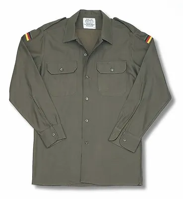 Army Shirt Original German Military Surplus Combat Field Cargo Work Olive Green • £19.94