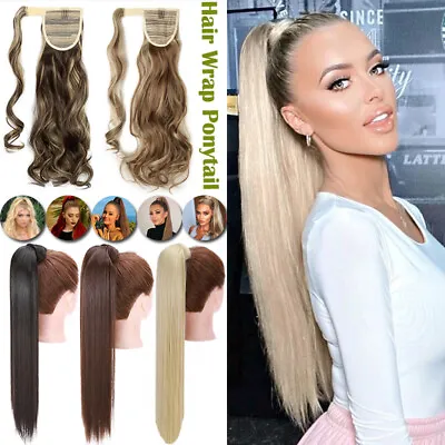 Natural Ponytail Clip In As Human Hair Extensions Wrap Pony Tail Fake Hair Piece • £13.89