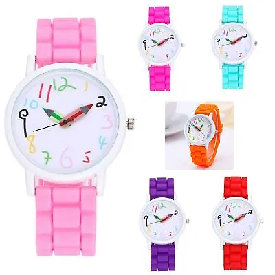 Boys And Girls Kids Childrens Watch Learn To Tell Time Cute Gift Rubber Strap UK • £9.99