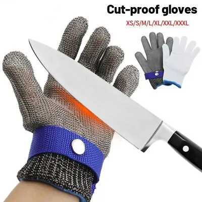 Cut Proof Stab Resistant Glove Stainless Steel Safety Metal Mesh Butcher Gloves • £8.70