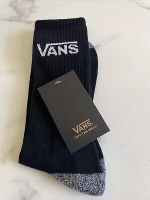 New Mens VANS Designer Sport Skater Surfer Street Crew Socks Black White Logo • $14.99