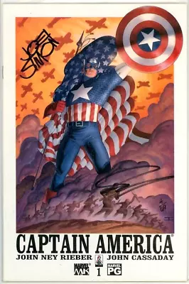 CAPTAIN AMERICA #1 DYNAMIC FORCES SIGNED X2 JOE SIMON CREATOR DF COA MARVEL • £134.99