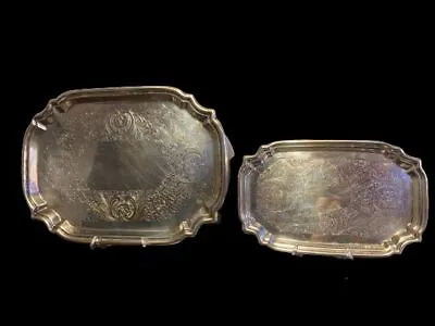 Set Of 2 Matching Poole Silver Company EPCA Silver Plates 529 Platters 12  & 9  • $39.99