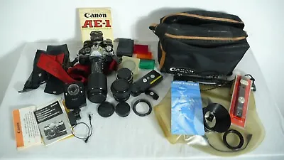 Canon AE-1 Program 35-70mm Zoom SLR Camera + Lenses + Lots Of Accessories • £294.95