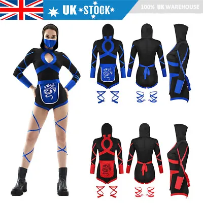 Women Sexy Cosplay Costume Ninja Warrior Fancy Dress Lady Jumpsuit Clothing • £20.89