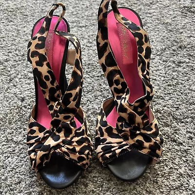 Betsey Johnson Leopard High Heels Size 7.5 M Pumps Sandals Very Gently Worn • $8