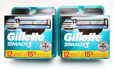 Gillette Mach3 Razor Blade Refills New Sealed 2 Packs Of 12 Cartridges USA Made • $37.59