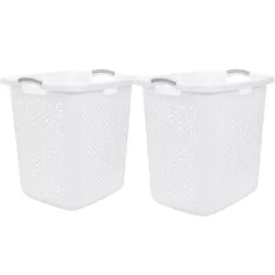 Home Logic 2.5 Bushel XL Lamper Plastic Laundry Basket White 2 Pack US • $24.96