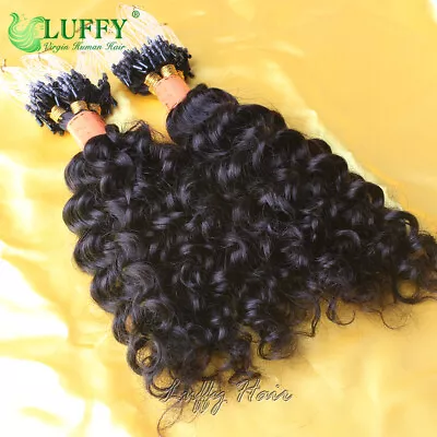 Jerry Curly Micro Ring Loop Human Hair Extensions Micro Beads Remy Hair 100g/pc • $36.70