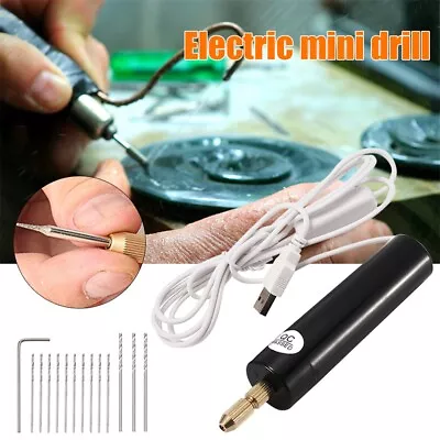 Micro Mini Hand Drill W/3 Bits Small Electric Drill Tool Set Portable USB Power • $11.61