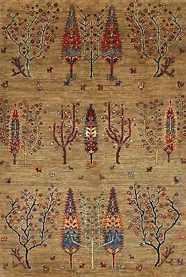 $351.12 • Buy 3 X 5 Ft Gray Tree Of Life Gabbeh Afghan Hand Knotted Tribal Area Rug