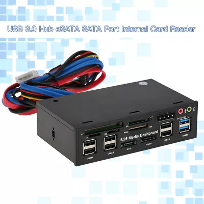 5.25  PC Front Panel Media Dashboard USB3.0 SATA ESATA Internal Card Reader L1L1 • $22.99