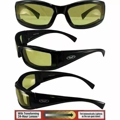 Stray Cat Padded Motorcycle Sunglasses-TRANSITION PHOTOCHROMIC Yellow To Smoked • $26.99