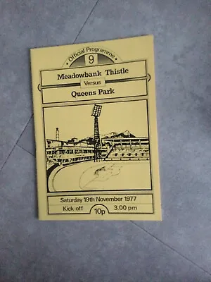 Meadowbank Thistle V Queens Park November 1977 • £1.50