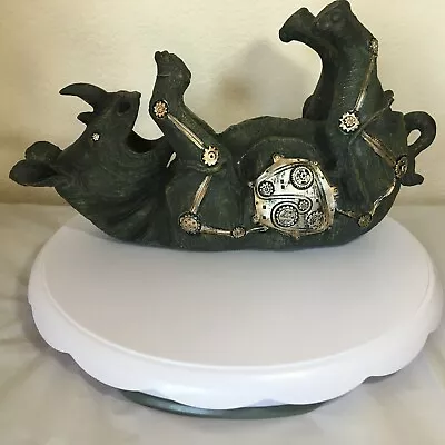 Bellaa Steampunk Rhinoceros Wine Holder Statues 15 Inch • $25