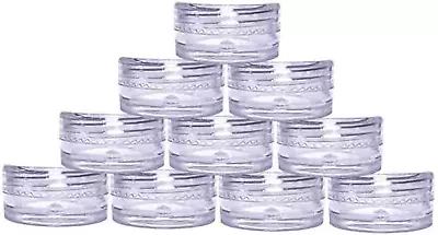 (50 Pieces Clear) 3Gram/3Ml Round Clear Container Jars With Clear Screw Cap Lid • $10.68