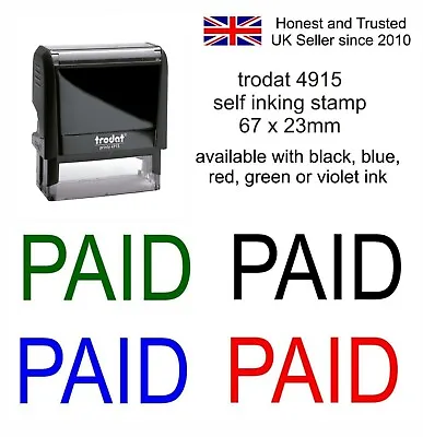 Paid Self Inking Rubber Stamp Stamper Office Business Choice Of 5 Ink Colours • £13.75