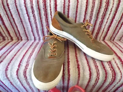 Polo Ralph Lauren Vaughn Military Green Corduroy Tan Suede Shoes UK 8 Trainers • £4.99