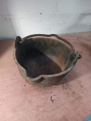 Vintage Cast Iron Smelting Pot Melting Pot 8  Cauldron Crucible 8  War Dept • $191.50