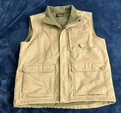 Red Head Mens Large Canvas Fleece Lined Hunting Utility Work Vest Tan Duck Warm • $32.90