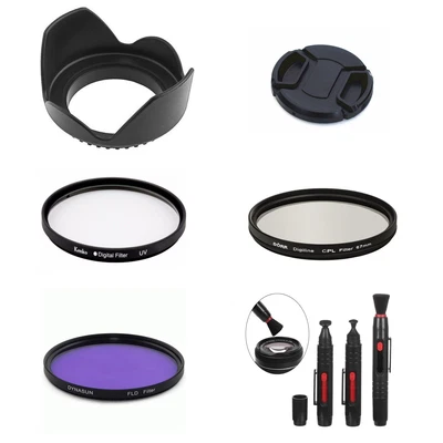 $24.74 • Buy SA27 55mm Camera Bundle Lens Hood Cap UV CPL FLD Filter Brush Set For Sony Lens