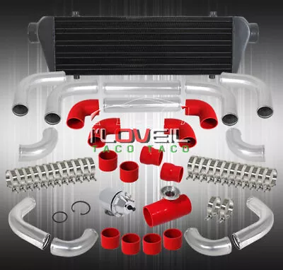 Jdm Vip Style Black Intercooler + Sqv Style BOV + High Heat Silicone Hoses Kits • $244.99