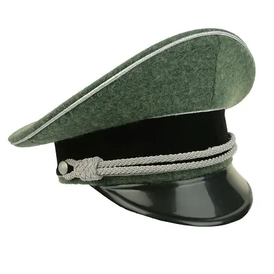 £45.95 • Buy WW2 German Elite Officer Visor Cap Without Insignia - Field Grey - Silver Piping