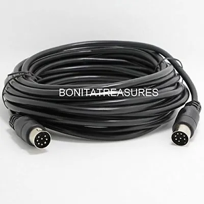  8 Pin Large DIN 12 Ft Foot Black Cable Male-Male Midi Audio Wire Black Speaker • $19.49