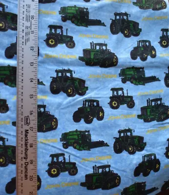 John Deere Textured Tractor  Print  100% Cotton Flannel Fabric   19x43 Inches • $7.50