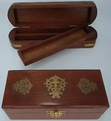 £19.99 • Buy Solid Wooden Pencil Case And Trinket Box Retro Style