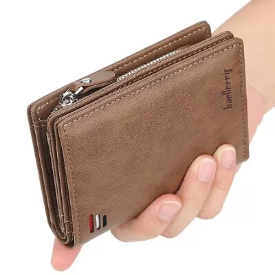 New Men's Leather Bifold Credit ID Card Holder Purse Wallet Zip Coin Billfold • $9.89