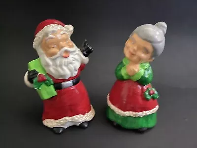 Vintage Pair 80’s  Ceramic Santa And Mrs Claus Hand Painted 3 1/2” • $14.99