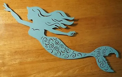 $12.95 • Buy Teal Mermaid Metal Sign Silhouette Sculpture Nautical Coastal Beach Home Decor