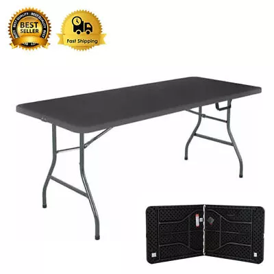 6 Ft Heavy Duty Centerfold Folding Table Black Portable Outdoor Picnic Party US • $70.50