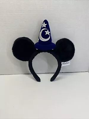 Disney Parks Mickey Mouse Fantasia Wizard Blue Sorcerer Hat Ears Plush Headband • $21.53