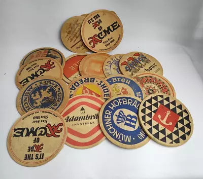 Vintage Lot Of 17 Beer Coasters Mixed Brands Cardboard German Beers • $11.90