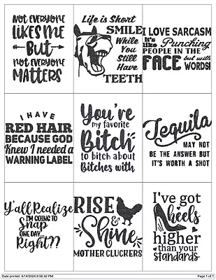 Sarcastic Quotes Sayings Embroidery Machine Designs Pes Jef Hus Exp Dst Vip • $9.95