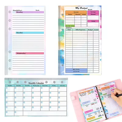 Refillable A6 Budget Planner Inserts Notebook A6 Monthly Weekly Planner Inserts • $19.95