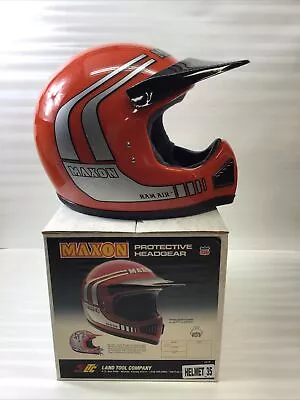 Nos Maxon Orange Motorcycle Helmet With Visor Vintage Size Xl • $49.99