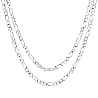 14K Solid White Gold 6mm Mens Figaro Italian Link Chain Pendant Necklace 20 -30  • $1366.98