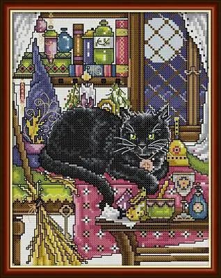 £7.99 • Buy Joy Sunday Witch & Spells Black Cat Cross Stich Kit Canvas Threads Needlework