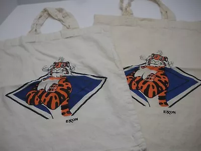 VTG Two EXXON TIGER Cloth Bags Reusable Bags Retro Advertising • $35.95