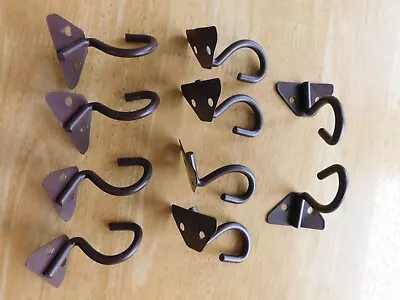 10 Cast Iron Hooks Lot Of 10 Small Hangers Coat Hat Craft Restoration Cup Hall • $19.99