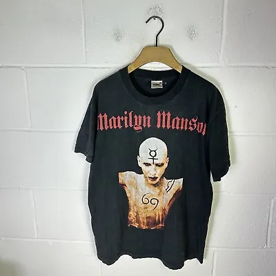 Vintage Marilyn Manson Shirt Mens Large Black 2001 I'm Not A Slave MM Goth Metal • £83.95