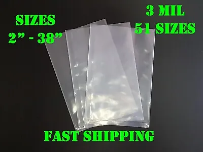 Multiple Sizes Clear Poly Bags 3Mil Flat Open Top Plastic Packaging Packing LDPE • $147.16