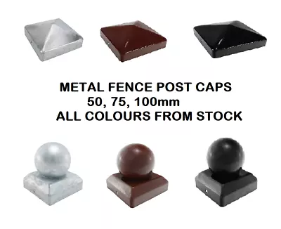 METAL FENCE POST CAPS | Oxide Red / Galvanised / Black | ALL SIZES 50 75 100mm • £4.98