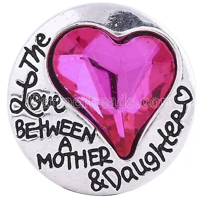 Pink Rhinestone Heart Love Mother Daughter 20mm Snap Charm For Ginger Snaps • $6.95