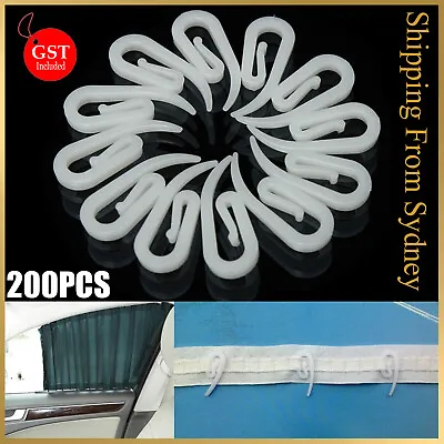 200pcs Nylon Curtain Gather Hooks Pencil Pleat Lace Boat Caravan Camper Plastic • $9.94