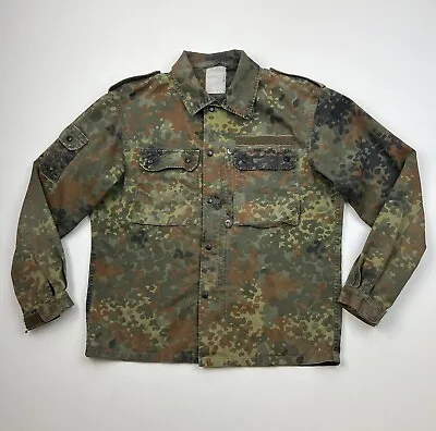Vtg Flecktarn Camo Camouflage German Army Shirt Jacket Shacket Soft Distressed • $50.77